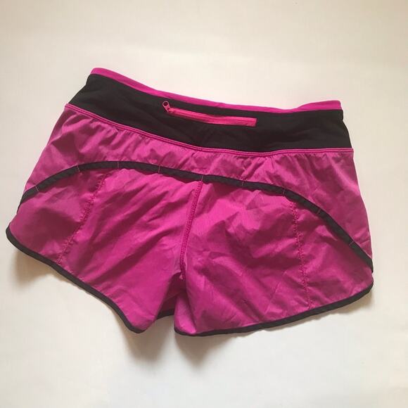 lululemon Womens Shorts Sz 4 Turbo Run Paris Pink Black Running Activewear‎ - Picture 3 of 9